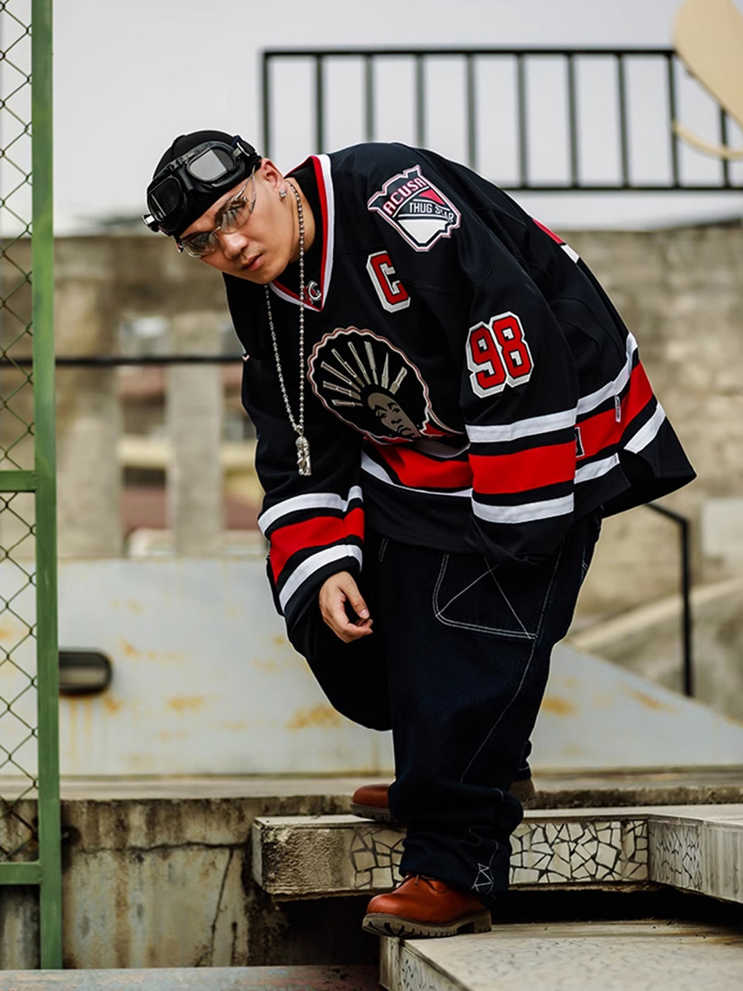 ACUSA | "AFRO" Rangers Colorway Oversized Hockey Jersey - PSYLOS 1, ACUSA | "AFRO" Rangers Colorway Oversized Hockey Jersey, Tops, ACUSA, PSYLOS 1